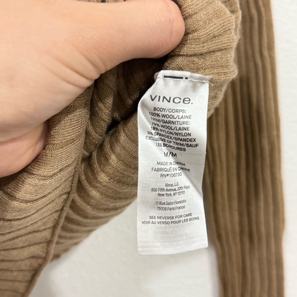 Vince Ribbed Knit Pullover Quarter Button Light B… - image 2